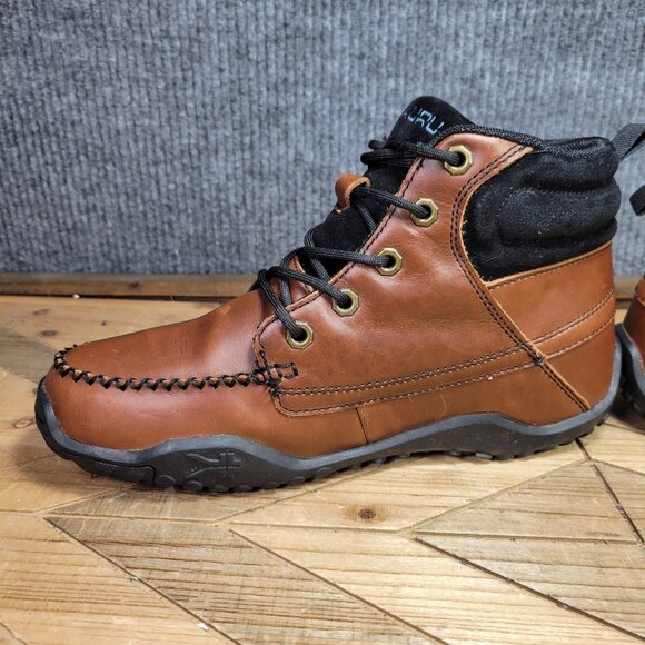 KURU Quest Men\'s‎ 8.5 Brown Leather Ankle Lace Up Camp Hiking Boots Trail Moc